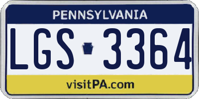 PA license plate LGS3364