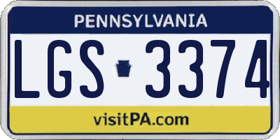 PA license plate LGS3374