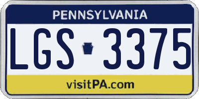 PA license plate LGS3375
