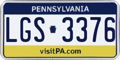 PA license plate LGS3376