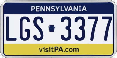 PA license plate LGS3377