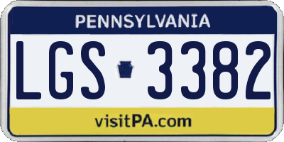 PA license plate LGS3382