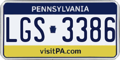 PA license plate LGS3386