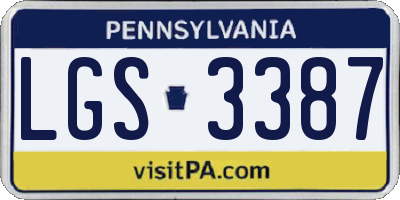 PA license plate LGS3387