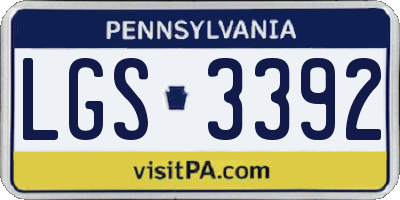 PA license plate LGS3392