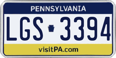 PA license plate LGS3394