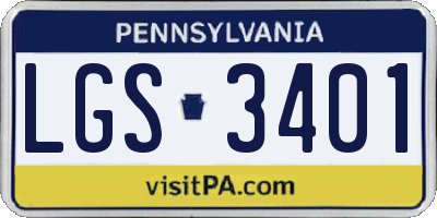 PA license plate LGS3401