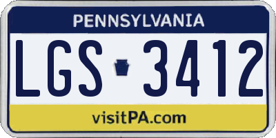 PA license plate LGS3412