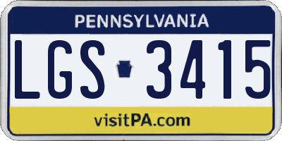 PA license plate LGS3415