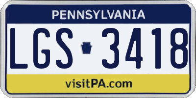 PA license plate LGS3418