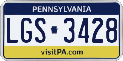 PA license plate LGS3428