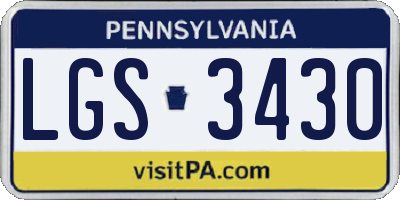 PA license plate LGS3430