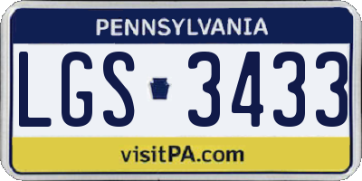 PA license plate LGS3433