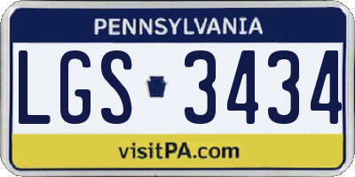 PA license plate LGS3434