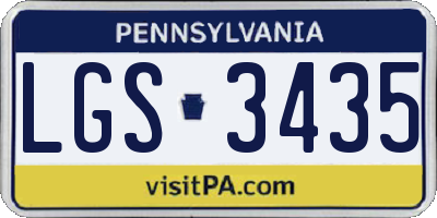 PA license plate LGS3435