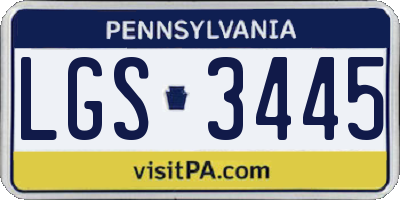 PA license plate LGS3445