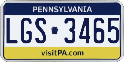 PA license plate LGS3465
