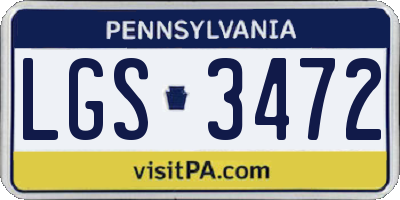 PA license plate LGS3472