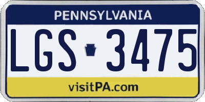 PA license plate LGS3475