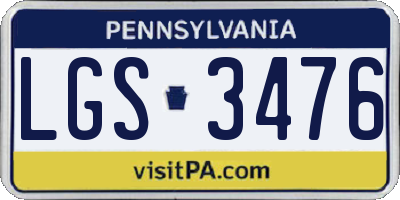 PA license plate LGS3476