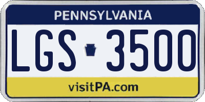 PA license plate LGS3500