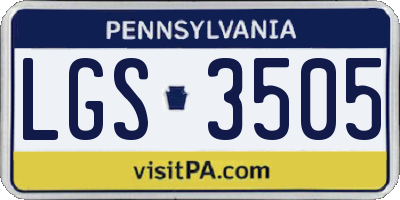 PA license plate LGS3505