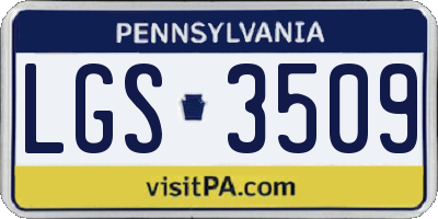 PA license plate LGS3509