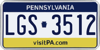 PA license plate LGS3512