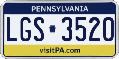 PA license plate LGS3520