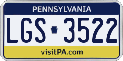 PA license plate LGS3522