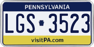 PA license plate LGS3523