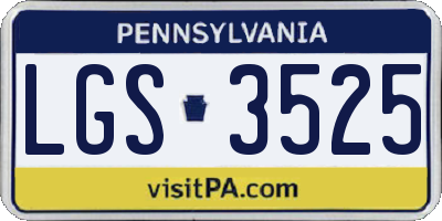 PA license plate LGS3525