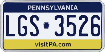 PA license plate LGS3526