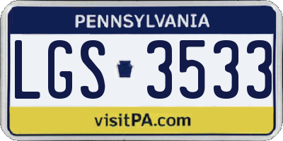 PA license plate LGS3533