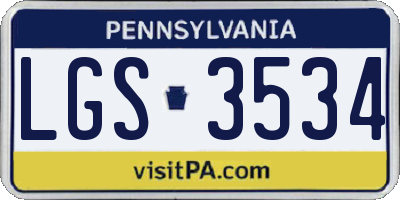 PA license plate LGS3534