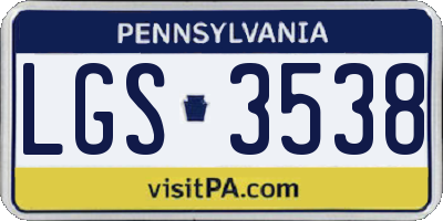 PA license plate LGS3538