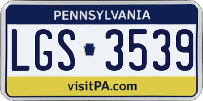 PA license plate LGS3539
