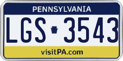 PA license plate LGS3543