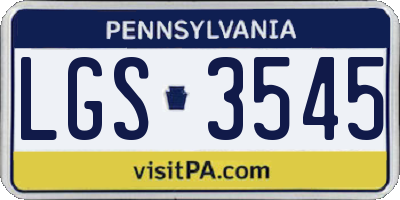 PA license plate LGS3545