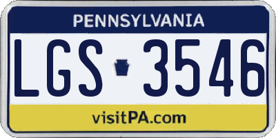 PA license plate LGS3546