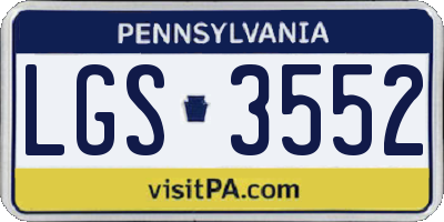 PA license plate LGS3552