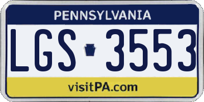 PA license plate LGS3553