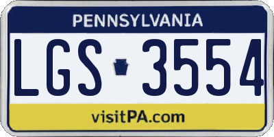 PA license plate LGS3554