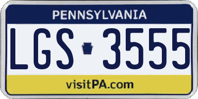 PA license plate LGS3555