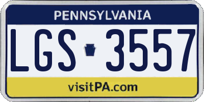 PA license plate LGS3557