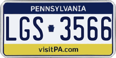 PA license plate LGS3566