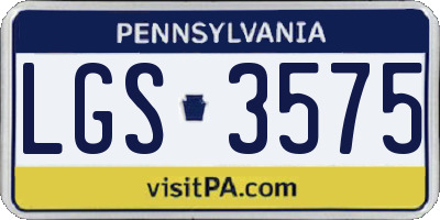 PA license plate LGS3575