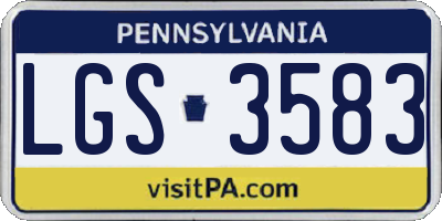PA license plate LGS3583