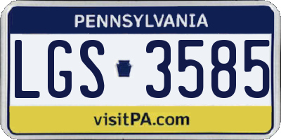 PA license plate LGS3585