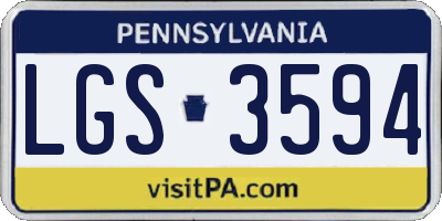 PA license plate LGS3594